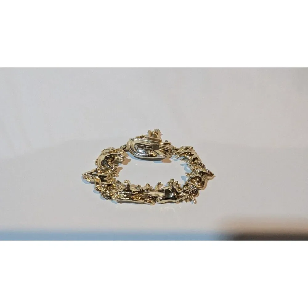 Gold Tone Noah's Ark Animal Link Bracelet children